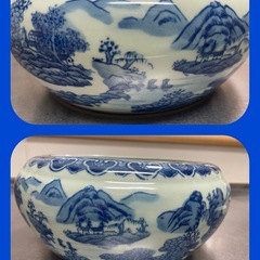 【美品】山水画　ビオトープ　メダカ鉢　金魚鉢　鉢の画像