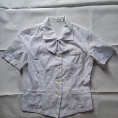 UNILADY オフィス制服 事務服 白ブラウス リボン付き 半...