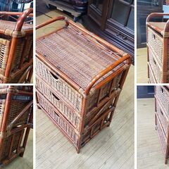 i15　koizumi　コイズミ　籐家具　三段チェストの画像