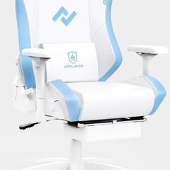 ゲーミングチェア 白･水色 スピーカー付き 組み立て済み