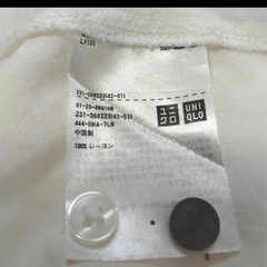 ユニクロ　シャツ　L 美品　ネイビーオフホワイト　バイカラー　レーヨンの画像