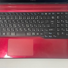 富士通 ノートパソコン 15.6インチ レッド Windows 10 マウス付き