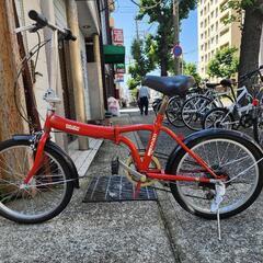 折りたたみ自転車　２０インチ　６変速　赤　配達可能
