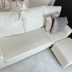 3人がけソファー(中古)🤍ホワイト🤍の画像