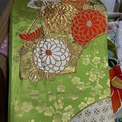 全通袋帯 金糸刺繍 黄緑 成人式 結婚式