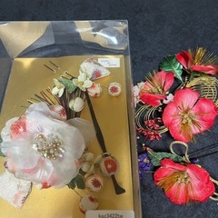 和装用髪飾りセット 赤 白 成人式 結婚式