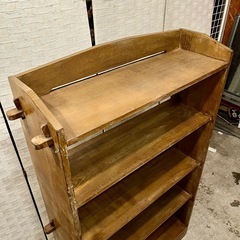 【武蔵小山店】 古書棚 本棚　ブックシェルフ　シェルフ　古書棚　昭和　レトロ　ビンテージ　大きい　什器　店舗　ラック　杉　無垢　日本製　希少　検　くさび　楔の画像