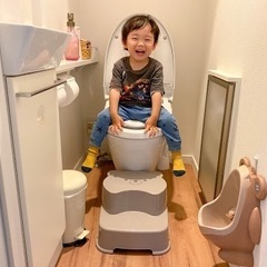 【値下げ】くすみカラー 手すり付き　補助便座 ガード付き の画像