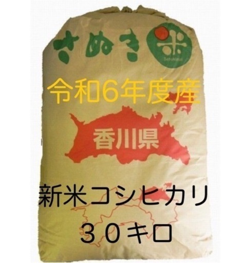 【数量限定】香川県産コシヒカリ新米　30kg