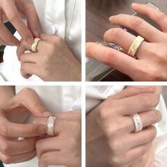 アクリル/琥珀調マーブルホワイトべっ甲リング（新品）の画像