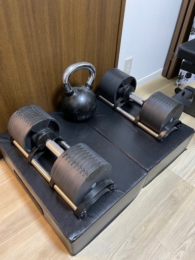 【セット①】可変式ダンベル(32kgずつ)ケトルベル(20kg)+バーベルミット