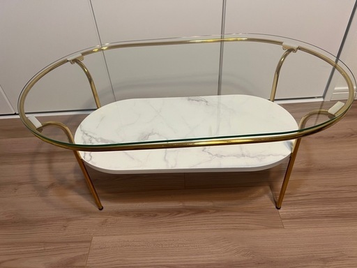 Francfranc レガート コーヒーテーブル S ゴールド×マーブル （W750）