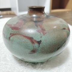 般若勘渓 青銅製花瓶 焼青銅色 高岡銅器 壺