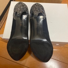 DIANA  24.5㎝黒スウェードパンプス　ヒールの画像