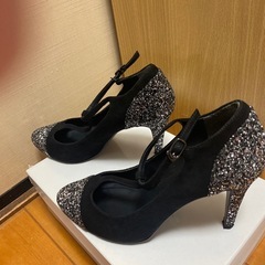 DIANA  24.5㎝黒スウェードパンプス　ヒールの画像