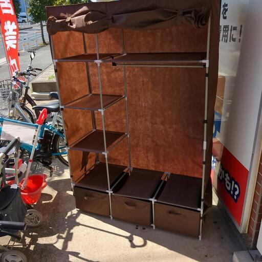 ハンガーラック☆プラスチックフレーム・布製品、茶色系、衣類収納【浜村鹿野温泉ICから3分 買取本舗 宮本リサイクル 営業時間9～19時 定休日水曜のみ←連絡できませんm(_ _)m】