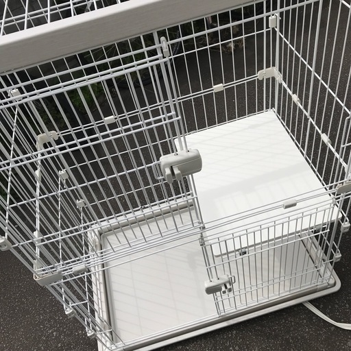 キャットゲージ 2段 横開き 大型 ホワイト 猫ハウス 完成品