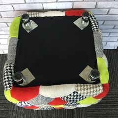 ①アビスタイル（MYC0758MI）スツール　イス　個性的　オシャレ　ファブリック　千鳥柄の画像