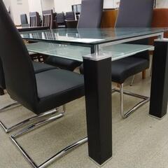 ダイニングガラステーブルセット 椅子4脚 黒 TJ7255
