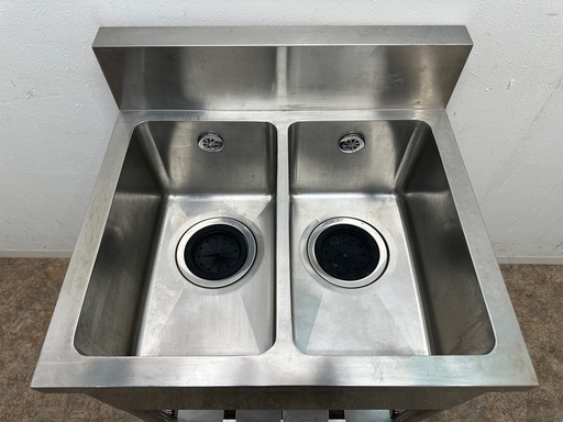 ステンレス　業務用　2層シンク流し台　厨房　飲食店　W６８０ｘD６００ｘH８００ｍｍ