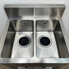 ステンレス　業務用　2層シンク流し台　厨房　飲食店　W６８０ｘD６００ｘH８００ｍｍの画像