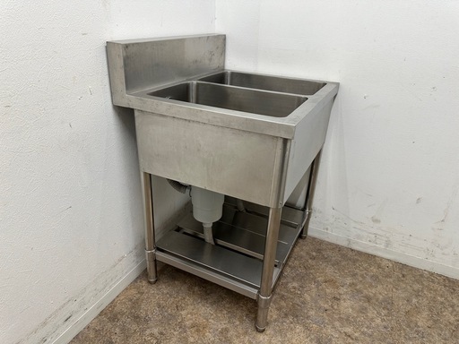 ステンレス　業務用　2層シンク流し台　厨房　飲食店　W６８０ｘD６００ｘH８００ｍｍ