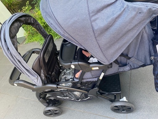 20%off二人乗りベビーカー カトージ 二人でゴーDX デニム レインカバー付き ドリンクホルダー付き