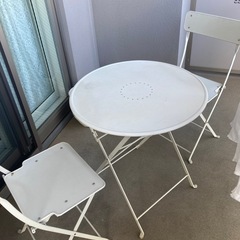 IKEA＊ホワイトベランダ用テーブル&イス2個