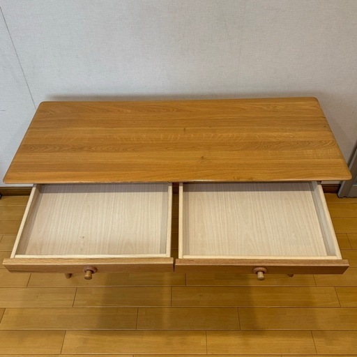 オーク無垢材　デスク 学習机 幅120cm 引出付　寝室にも　高さ70cm