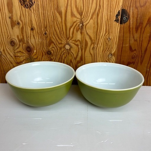 k0910606 PYREX パイレックス 耐熱ガラス ボウル 大 2個セット ヴィンテージ 米国製 USA キッチン 雑貨 コレクション ミキシングボウル 中古 現状品