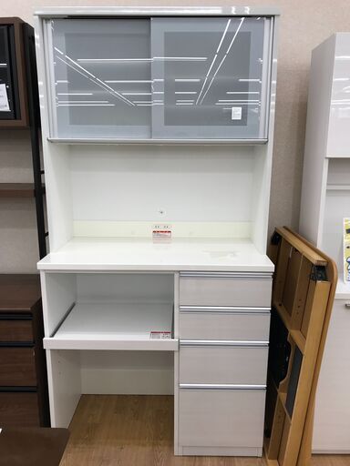 ★ジモティ割あり★ 高橋木工所 食器棚 ホワイト H201×W100×D51 クリーニング済み KJ6097