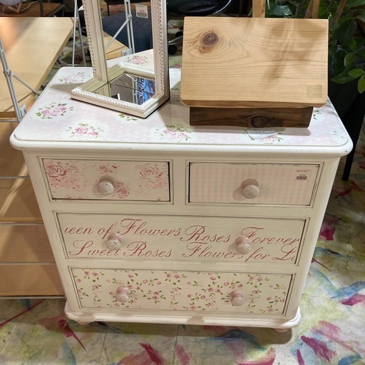 3段チェスト白花柄