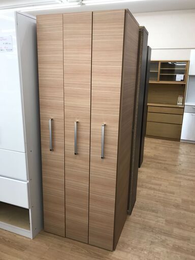 ★ジモティ割あり★  スライド収納棚 ナチュラル H180×W67×D47～81 クリーニング済み KJ6100