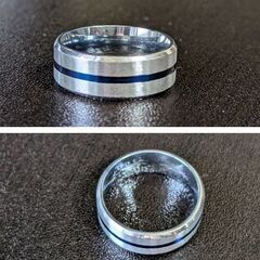 メンズ/チタン鋼/ブルーラインシルバーリング（新品）16.5号/お取り引き予定者様有りの画像