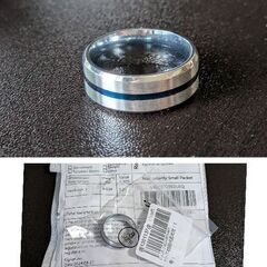 メンズ/チタン鋼/ブルーラインシルバーリング（新品）16.5号/お取り引き予定者様有りの画像