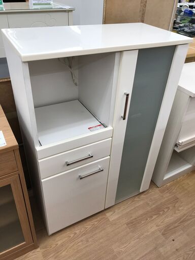 ★ジモティ割あり★  レンジ台 ホワイト H115×W80×D40 クリーニング済み KJ6103