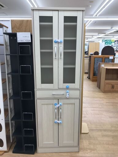 ★ジモティ割あり★  食器棚 ホワイト H182×W58×D30 クリーニング済み KJ6107