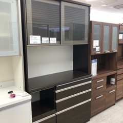 松田家具レンジボードスライド扉ダークブラウンモイス加工ソフト 