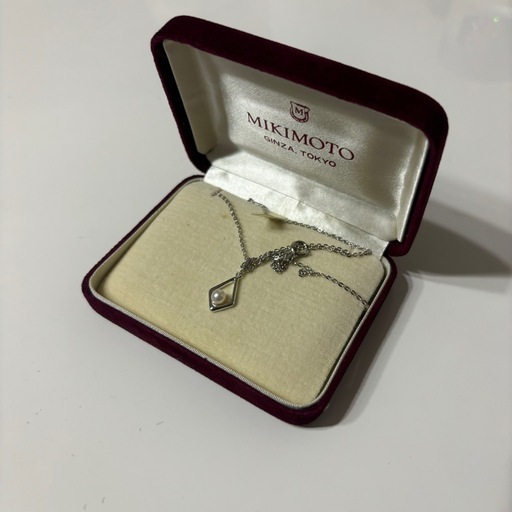 未使用品 ミキモト　パールネックレス スターリングシルバー ひし形チャーム