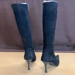 POOL SIDE ロングブーツ（スウェード調の黒）22.5cm（未使用品）MADE IN JAPANの画像