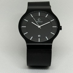 男女どちらでも【オシャレな北欧ブランド】⑥obaku  丸型　黒の画像