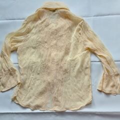 HUD SUN シースルー フリルブラウス 黄色 長袖 Mサイズの画像