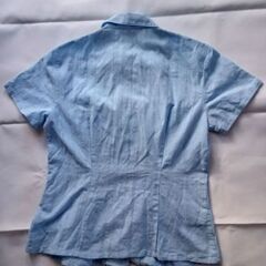 JINO HOUSE 水色ブラウス 半袖 Mサイズの画像