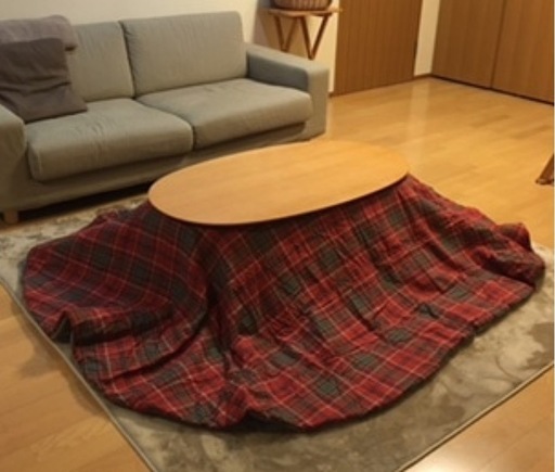 無印良品　楕円形 こたつ机 + こたつ布団