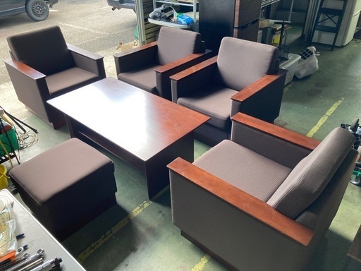 コクヨ 応接セット テーブル ソファ4脚 スツール