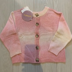 新品 100cm ピンク グラデーション ニット カーディガン 女の子 子ども服 春秋服  しまむらの画像