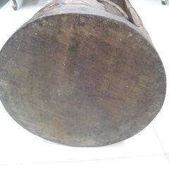 ① アジアン家具 木彫り 丸椅子 スツール 直径28×高さ40.5cm 木製 ブラウン系 丸テーブル アジアン雑貨 インテリア イス 苫小牧西店の画像