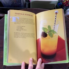 テキーラー　パトロン　シルバー　　ショットグラス　カクテルレシピ英字本　小皿　小物　額2点の画像
