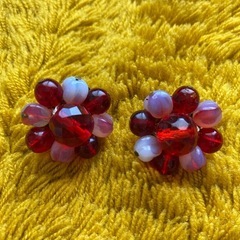 ヴィンテージ　アンティーク　イヤリング　赤の画像