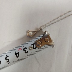 未使用品 ミキモト　パールネックレス スターリングシルバー ひし形チャームの画像